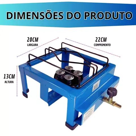 Fogão Semi Indsutrial Alta Pressão1 Boca Azul  - Foto 3