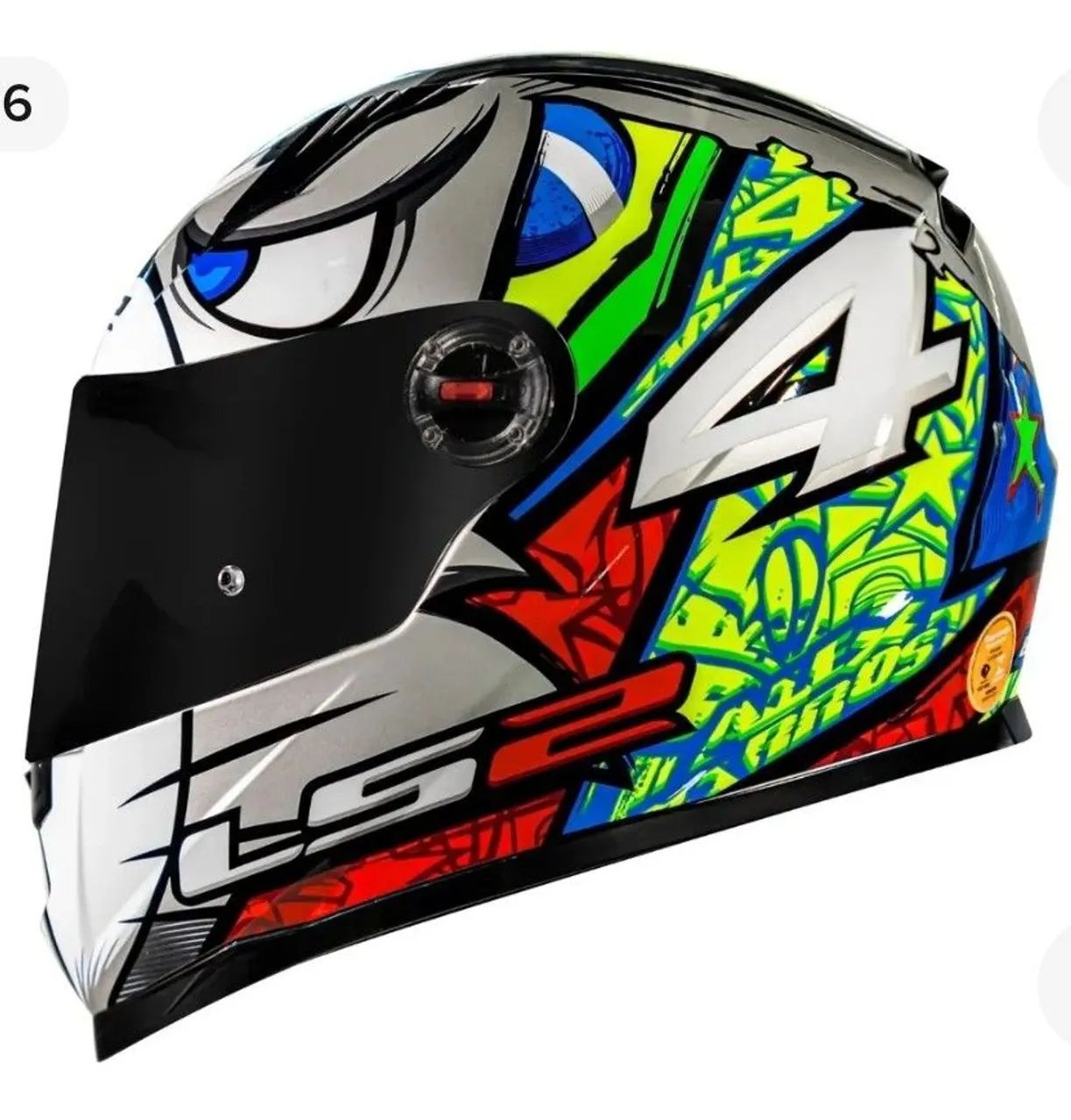 Capacete Moto Ff358 Alex Barros réplica Silver - Foto 4