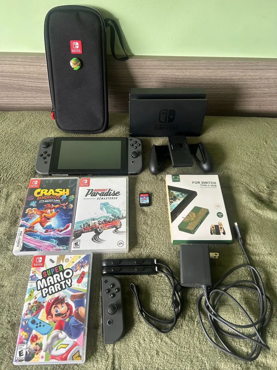 Nintendo Switch + Jogos + Case + Adaptador