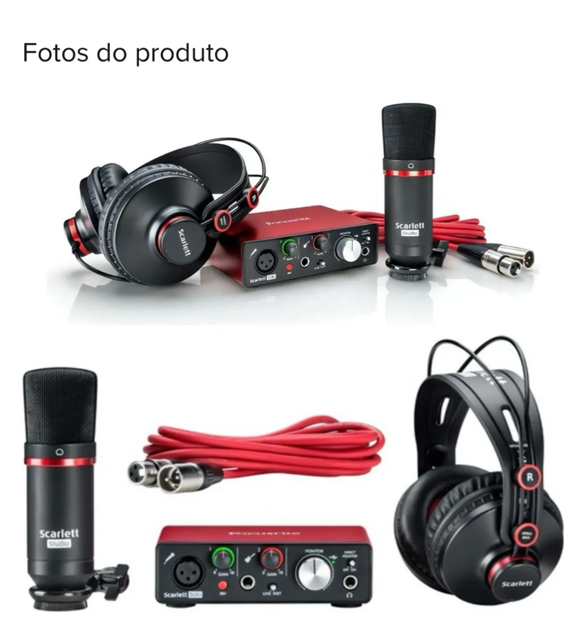 Kit interface Focusrite scarlett Solo studio 2ª geração 