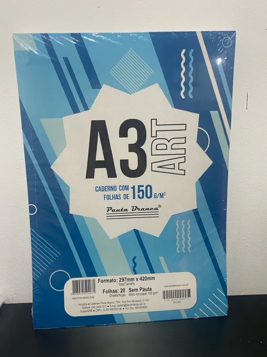 Bloco A3 Art Pauta Branca 150g/m² 20 Folhas