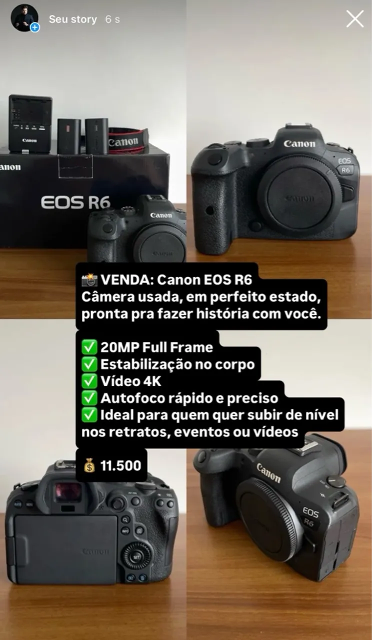 Canon EOS R6 - Câmera Usada Perfeita