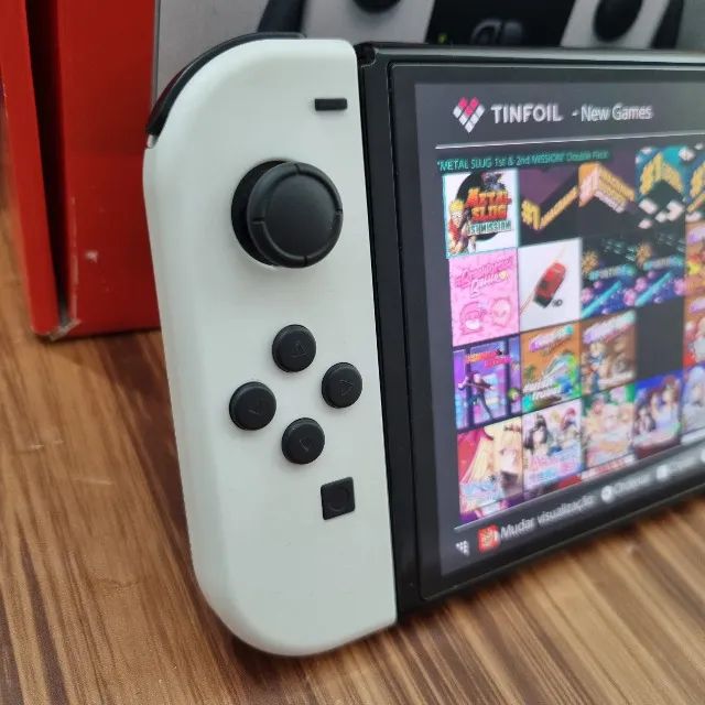Nintendo Switch Oled Desbloqueado 64GB + 128GB Branco Vários Jogos - Foto 4
