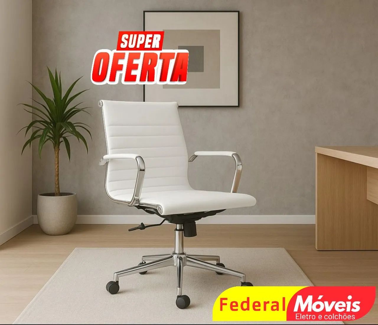 Cadeira Giratória Diretor Cromada para Escritório - Conforto no seu ambiente de trabalho!