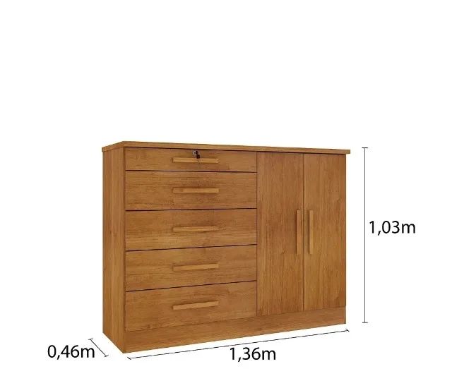 Cômoda 5 Gavetas 1 C/Chave 2Portas 1.36M. São Produtos Novos Direto de Fábrica P/Sua Casa. - Foto 6