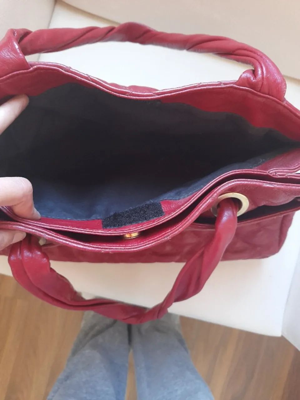 Bolsa grande vermelha em couro legítimo - Foto 5
