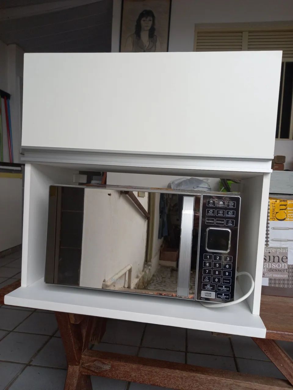 Armário de parede branco para micro-ondas  - Foto 3