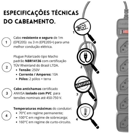 Protetor Eletrônico Intelbras Com 5 Tomadas - Epe 205 127V/220V - Foto 4