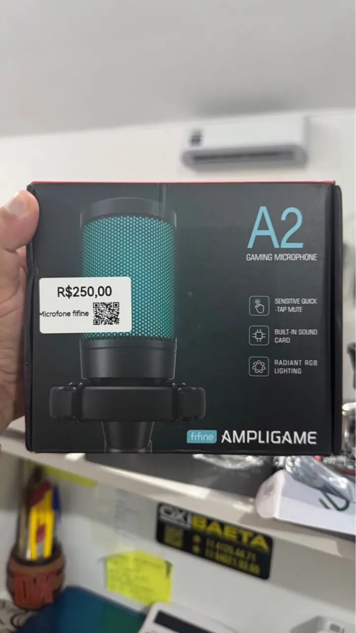 Microfone Gamer Fifine A2 com RGB - Novo