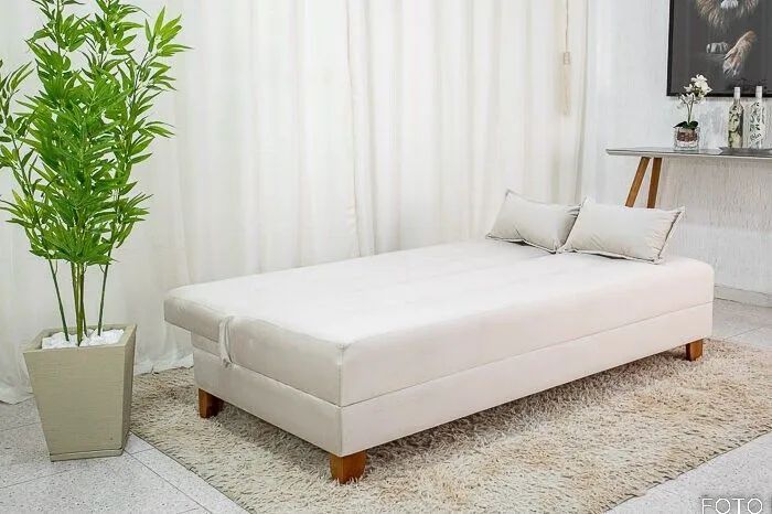 Sofá Cama Casal 185cm Veludo Bege Anhaguera - Foto 3