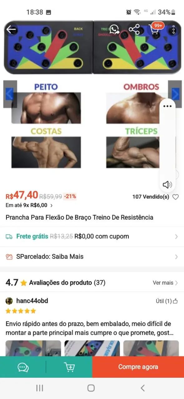 Prancha Para Flexão De Braço Treino De Resistência