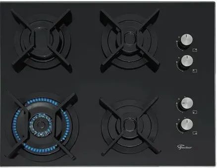 Cooktop Fischer 4 Queimadores Gás Mesa Vidro Preto Bivolt Infinity Novo