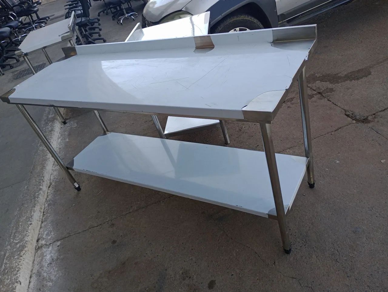 Mesa e pia de aço inox para cozinha industrial