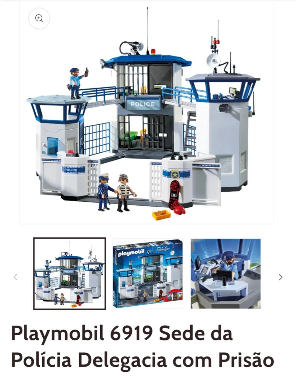 Conjunto Playmobil Polícia - Delegacia6919 + Viatura6920 + Helicóptero6921 - Ótimo estado!