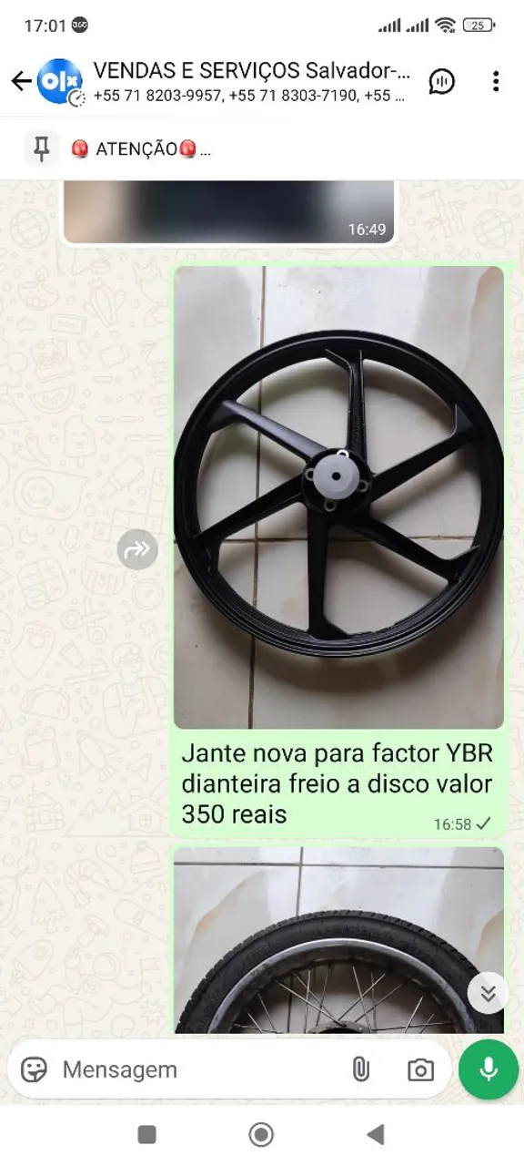 Jante dianteira nova Factor YBR freio a disco