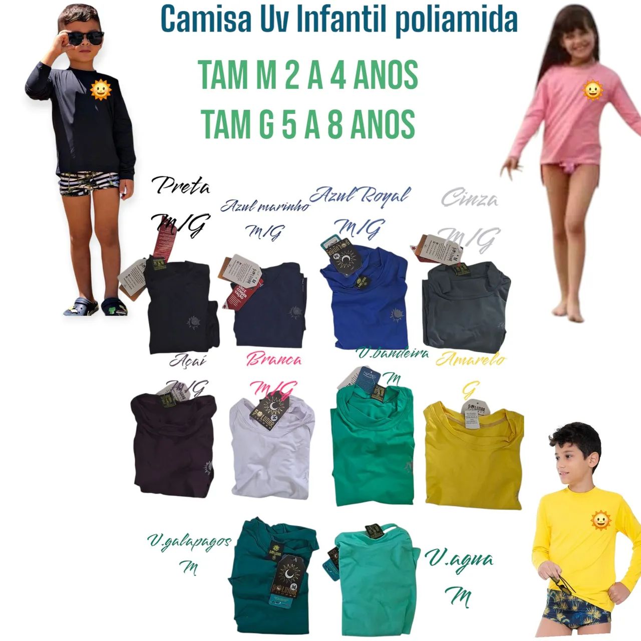 Camisa UV Infantil Poliamida - Sol Lunar