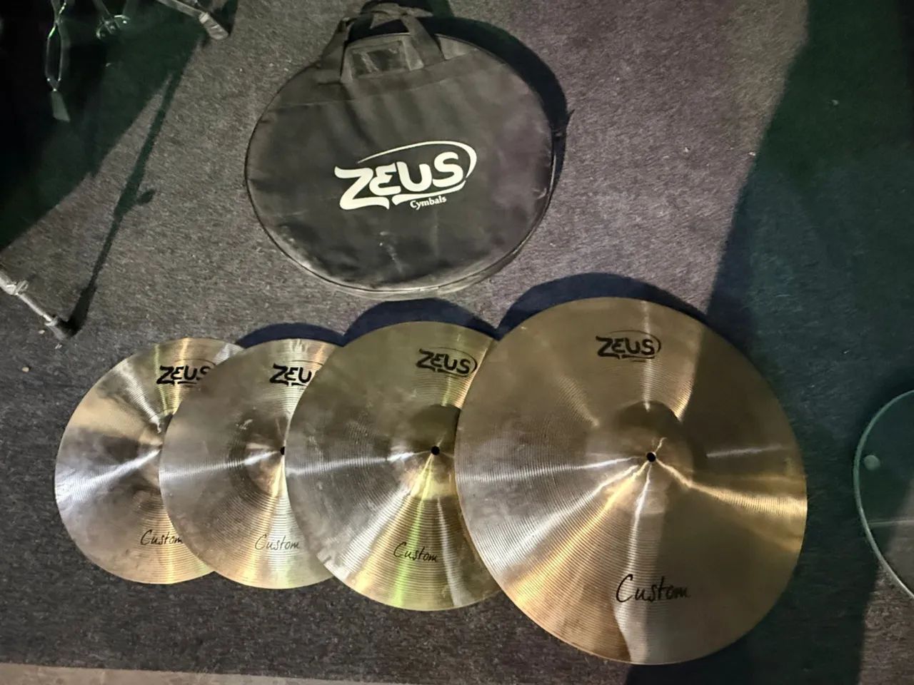 Kit Pratos Zeus Custom 14 18 20 Hihat Crash Ride + Bag Dourado