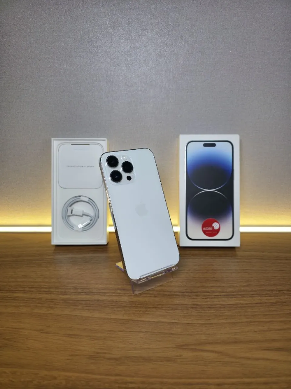 IPHONE 14 PRO MAX 256GB BRANCO ANATEL - COMPLETO, PERFEITO C/ 3 MESES DE GARANTIA