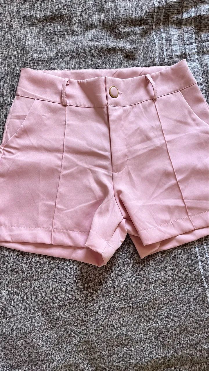 Short alfaiataria rosa 