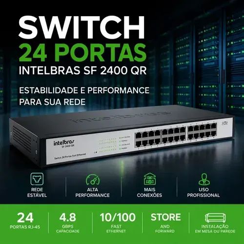 Switch Intelbras 24 Portas SF 2400 - FastEthernet 10/100MB 