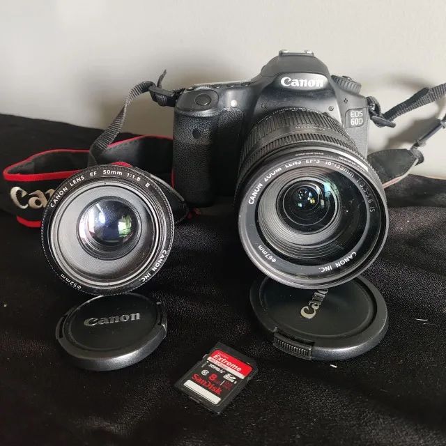 Camera fotográfica Canon EOS 60D + kit completo + lente 50mm (ótimo estado)  - Foto 6