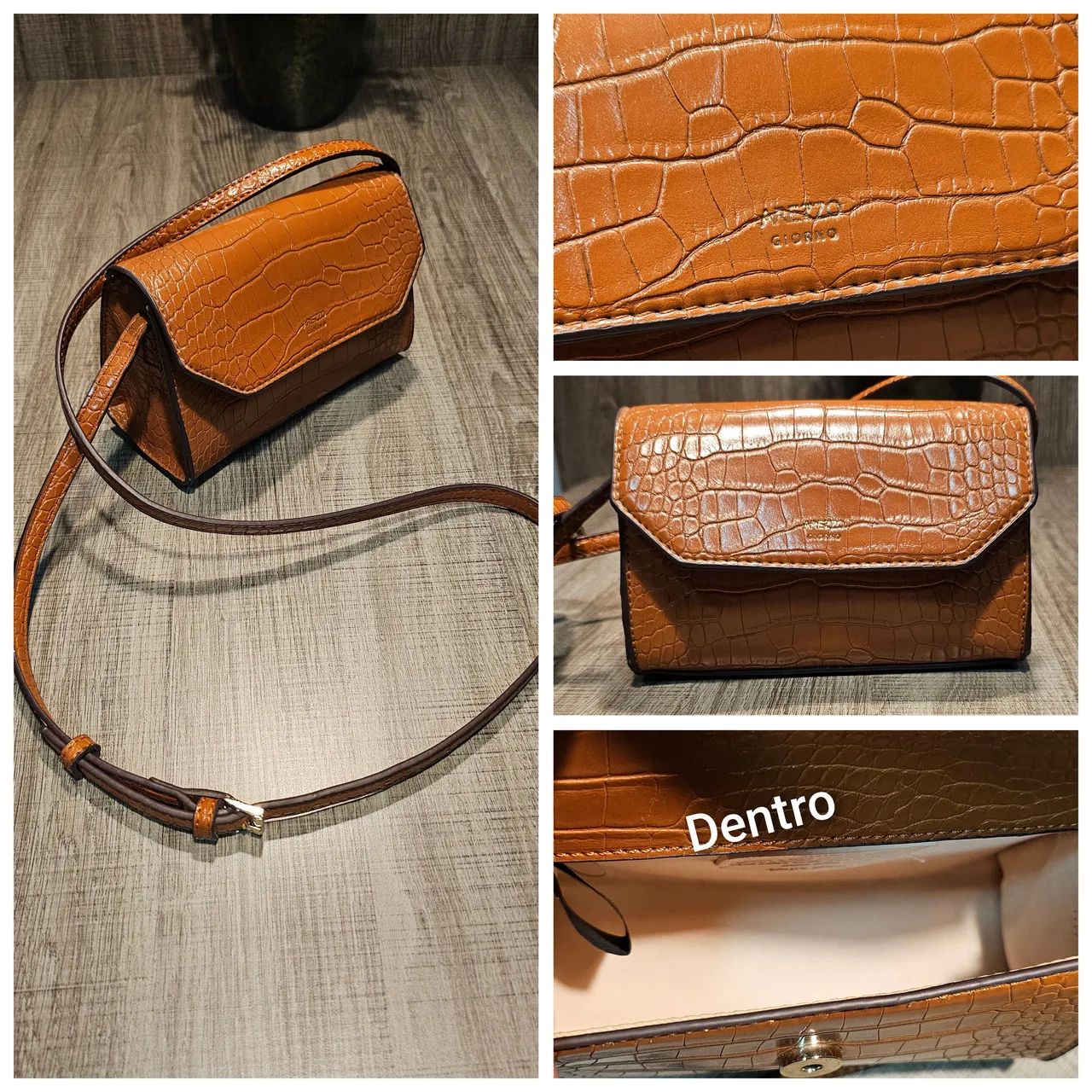 BOLSA AREZZO CROCO MARROM ( ORIGINAL )