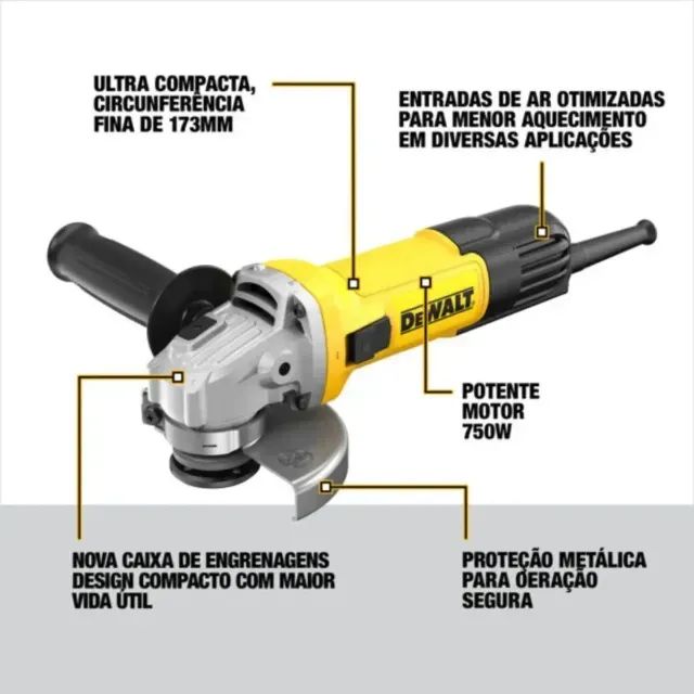 Esmerilhadeira Angular 4.1/2" 750w - Dewalt - Foto 2