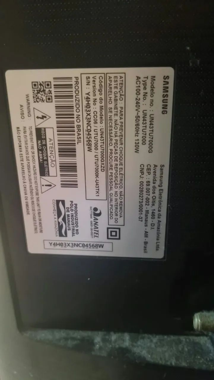DUAS TVS SMART SANSUNG 43 POL SEM IMAGEM E SEM SOM !!!!! - Foto 2