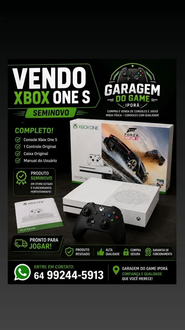Xbox one S com caixa e manual para pessoas exigentes 