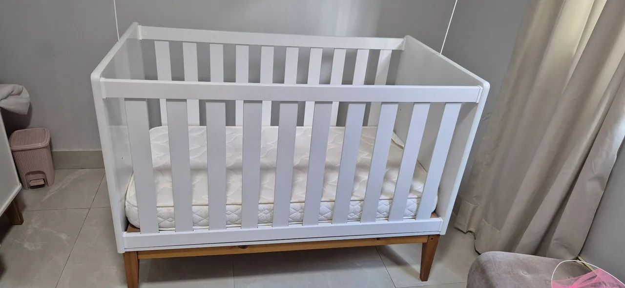 Vendo Berço Mini Cama Noah com Pés Square Mel - Branco Fosco