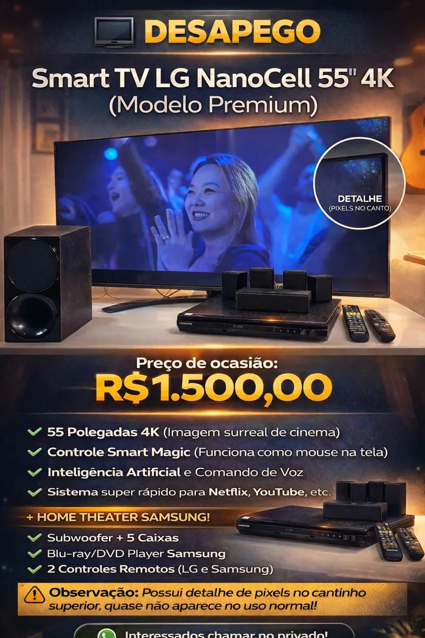 Smart TV LG 55 Nanocell e Home theater Samsung - Foto 5