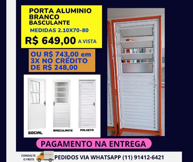 porta alfa de aluminio branco 210x70