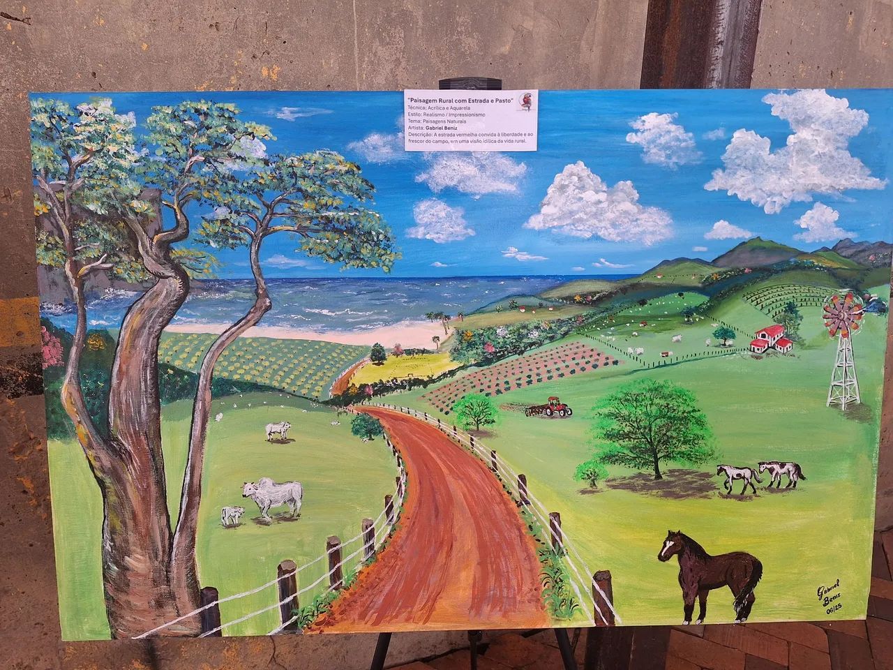 Pintura em Tela medindo 135cm X 75cm em tinta Acrílica, retratando a paz e serenidade.