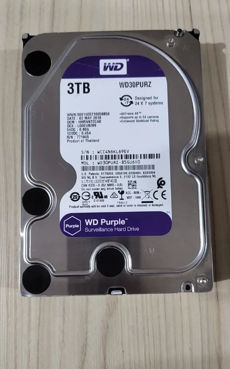 HD WD Purple 3TB - Like New