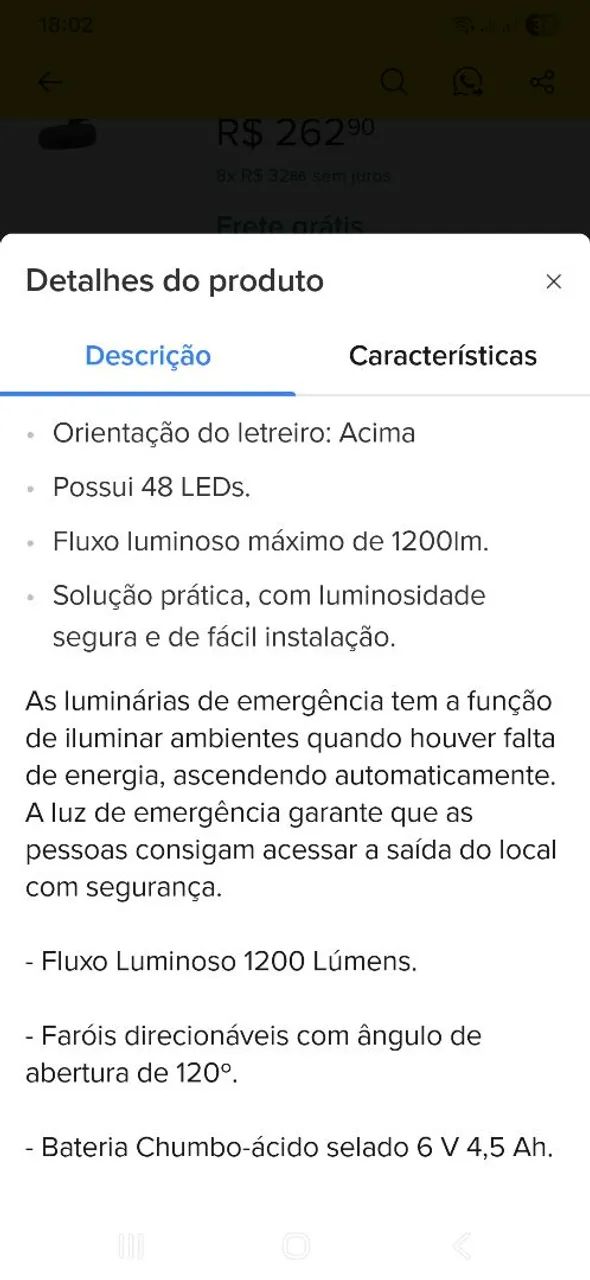 Bloco Luz Emergência Intelbras BLA 1200 Novinho! - Foto 5
