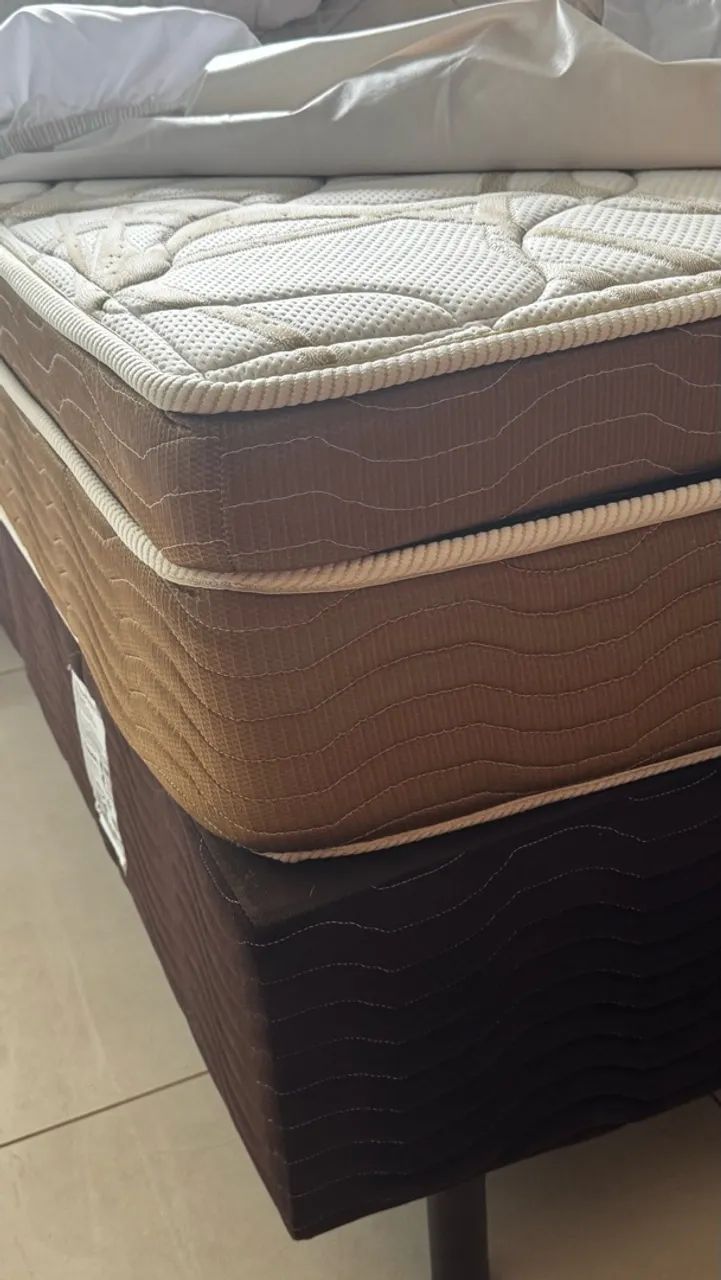 Conjunto Cama Queen Ortobom Ouro Spring + Base Box (Ótimo Estado) - Foto 3
