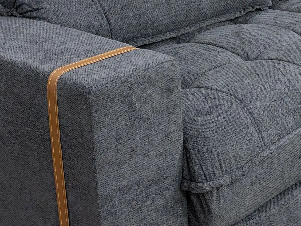 Sofá Retrátil Reclinável 2,30 m Chenille Cinza a9 - Foto 2