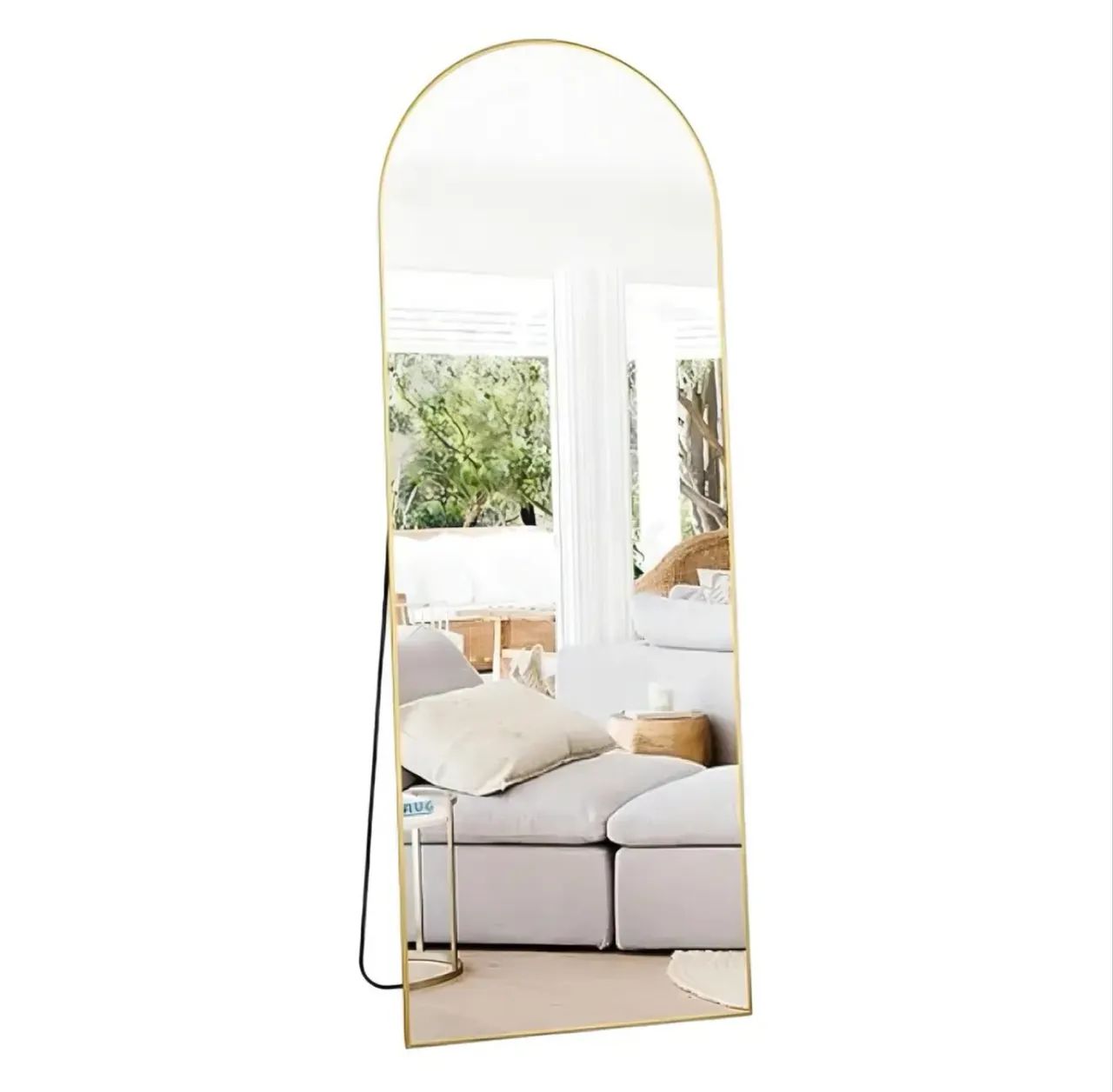 Espelho oval com base reta 