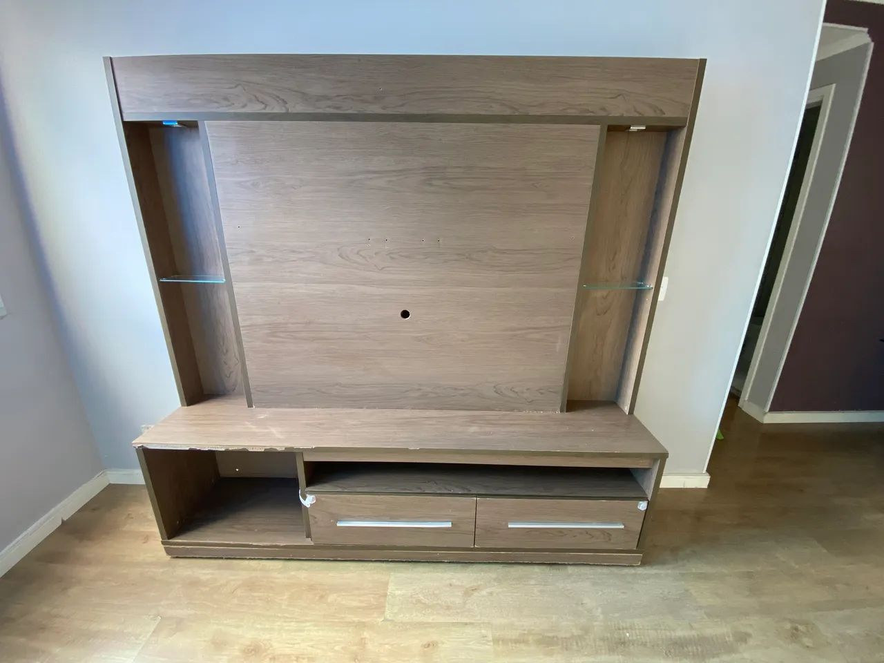 Painel para TV com Rack - MDF Amadeirado  - Foto 5
