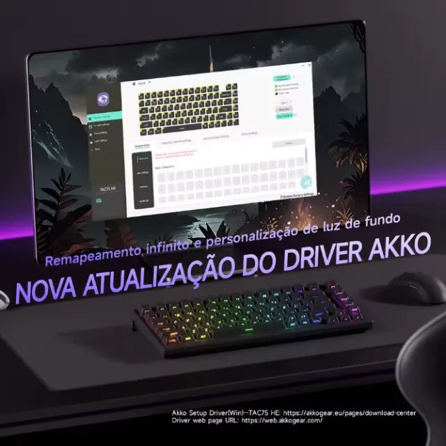 [NOVO] Teclado Magnético Akko TAC75 HE, 8000Hz, RT 0.005mm, RGB, Preto, 75%, Hot Swap, PC - Foto 6