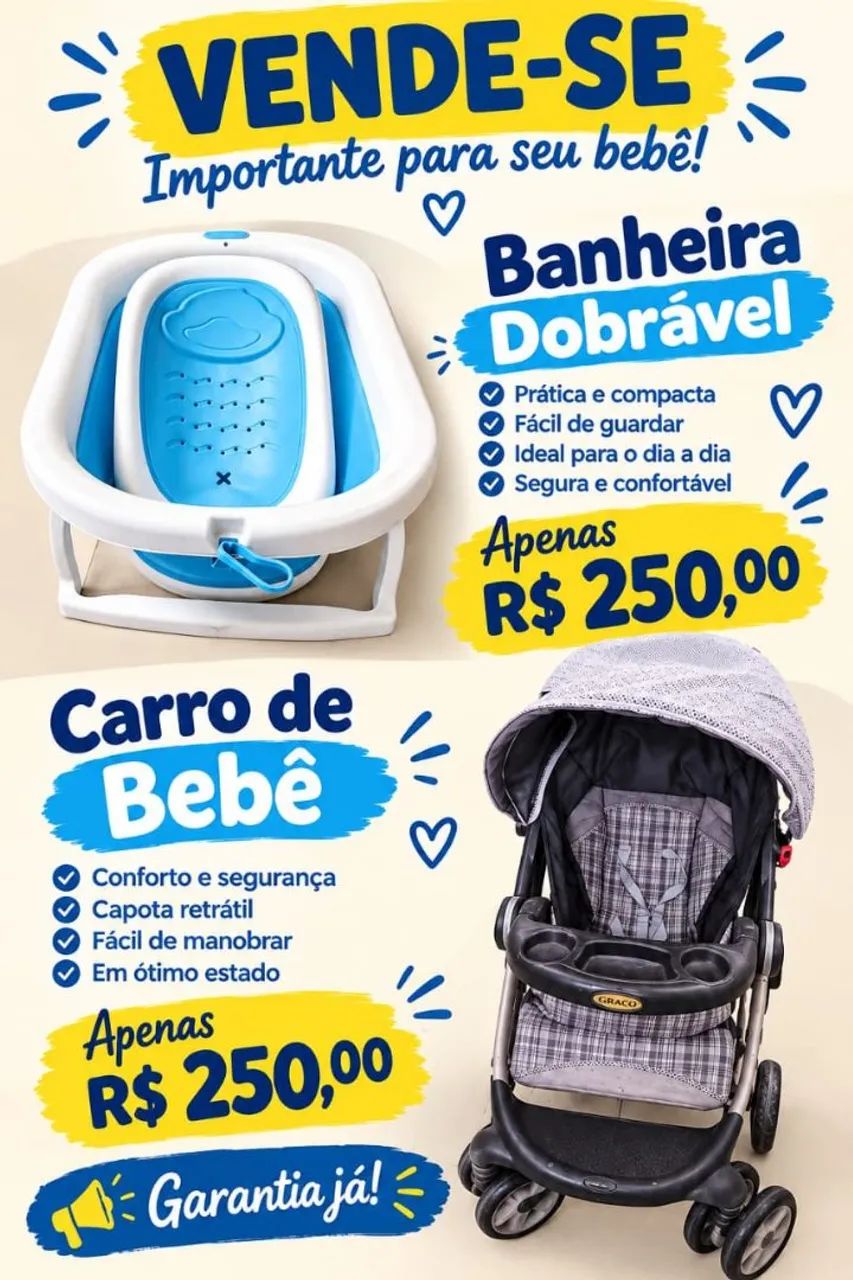 Carrinho de bebê e banheira