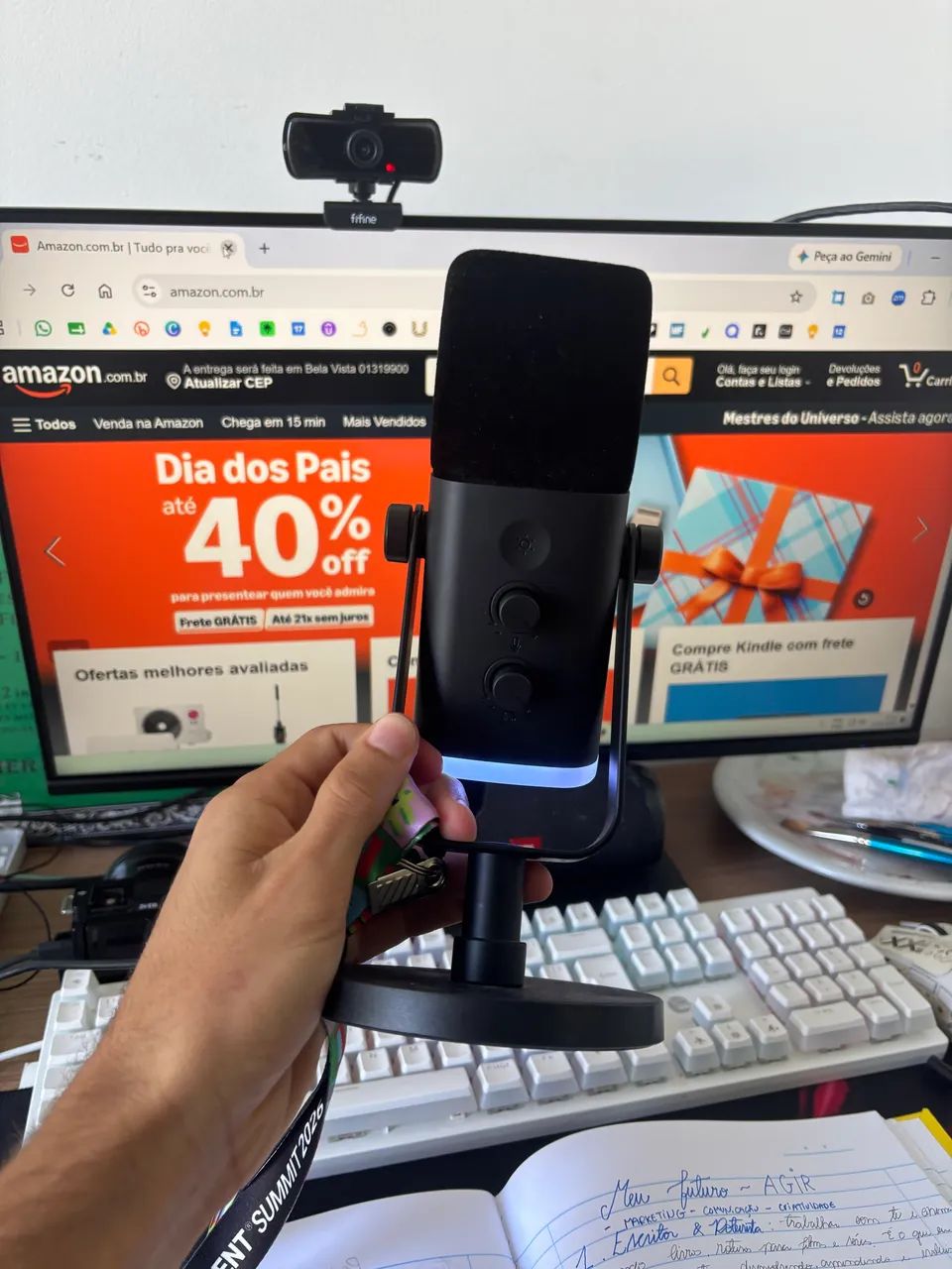Fifine Microfone dinâmico AM8 - Perfeito estado Garantia