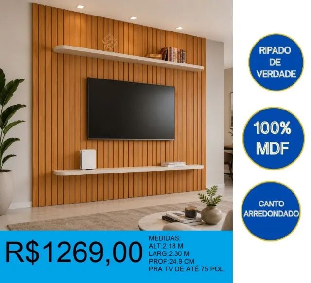 Painel ripado 100% mdf - entrega gratuita! - Foto 2
