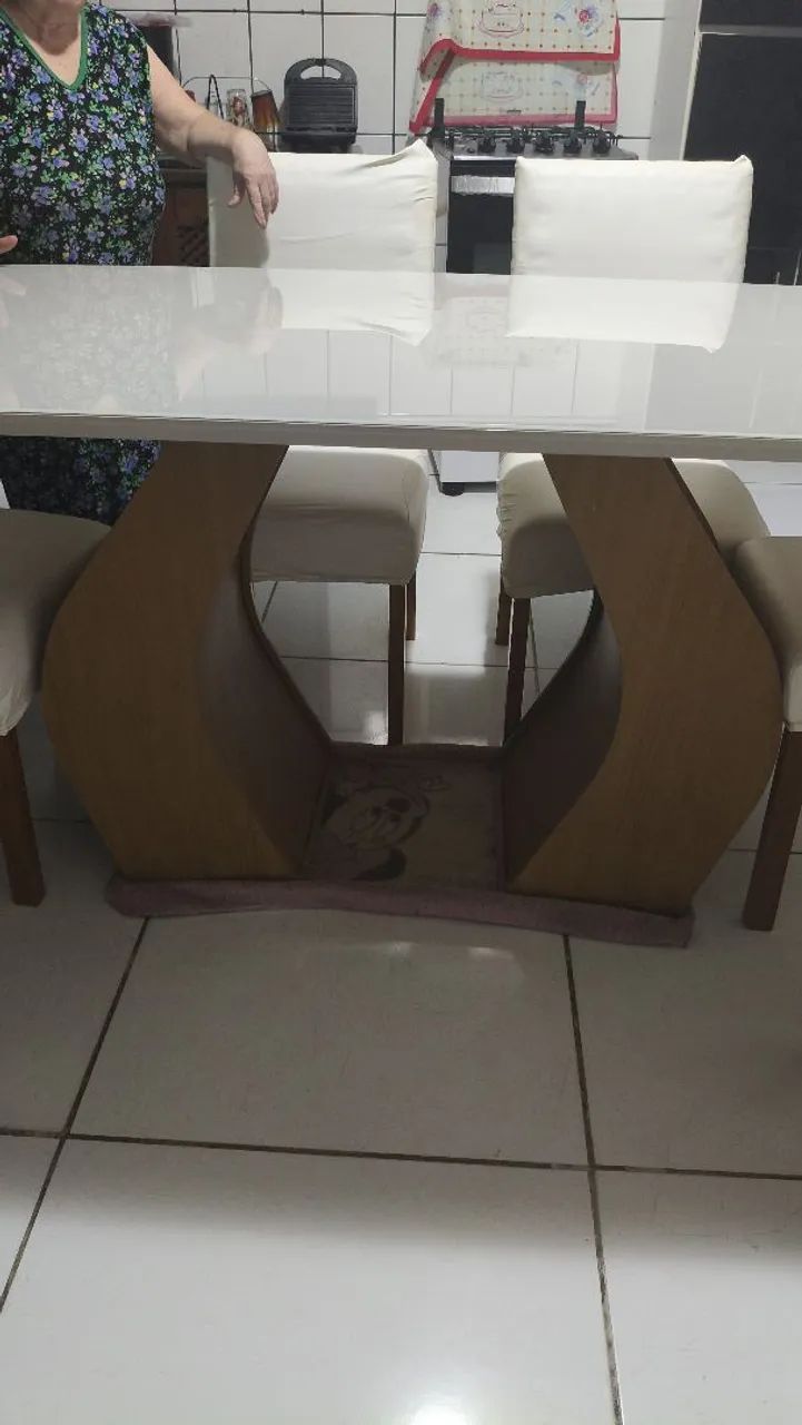 Mesa de jantar de vidro temperado + Conjunto de 6 cadeiras - Foto 2