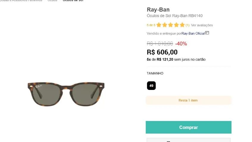 Óculos De Sol Ray-ban Rb4140