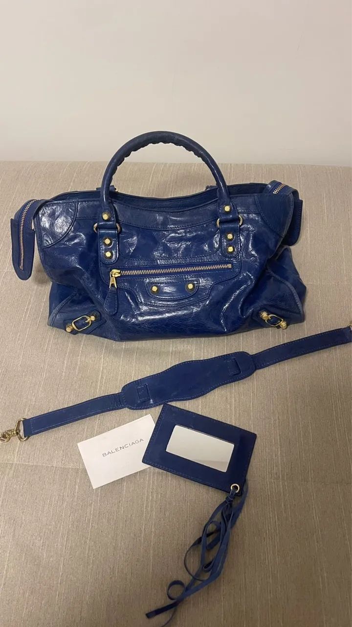 Bolsa azul couro  - Foto 2