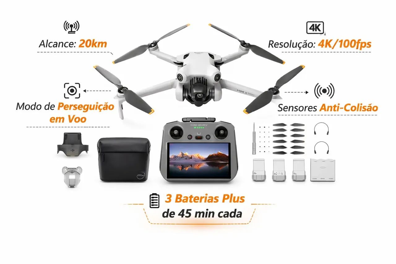 DJI MINI 4 PRO combo fly more RC2 TELA PLUS (NOVO) - Foto 2