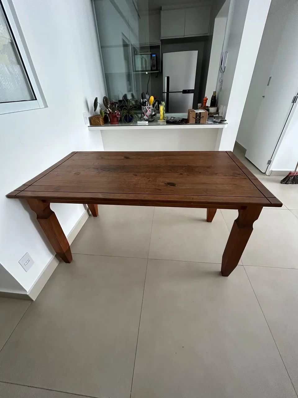 Mesa de jantar madeira maciça 150 X 80 cm