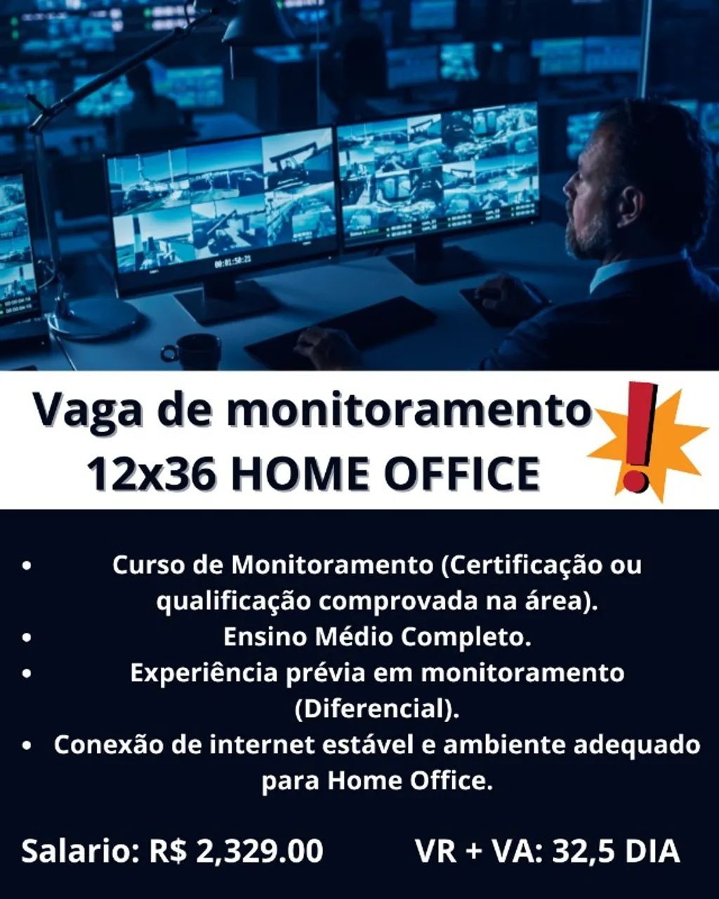 Vaga de Monitoramento - 12x36 - HOME OFFICE