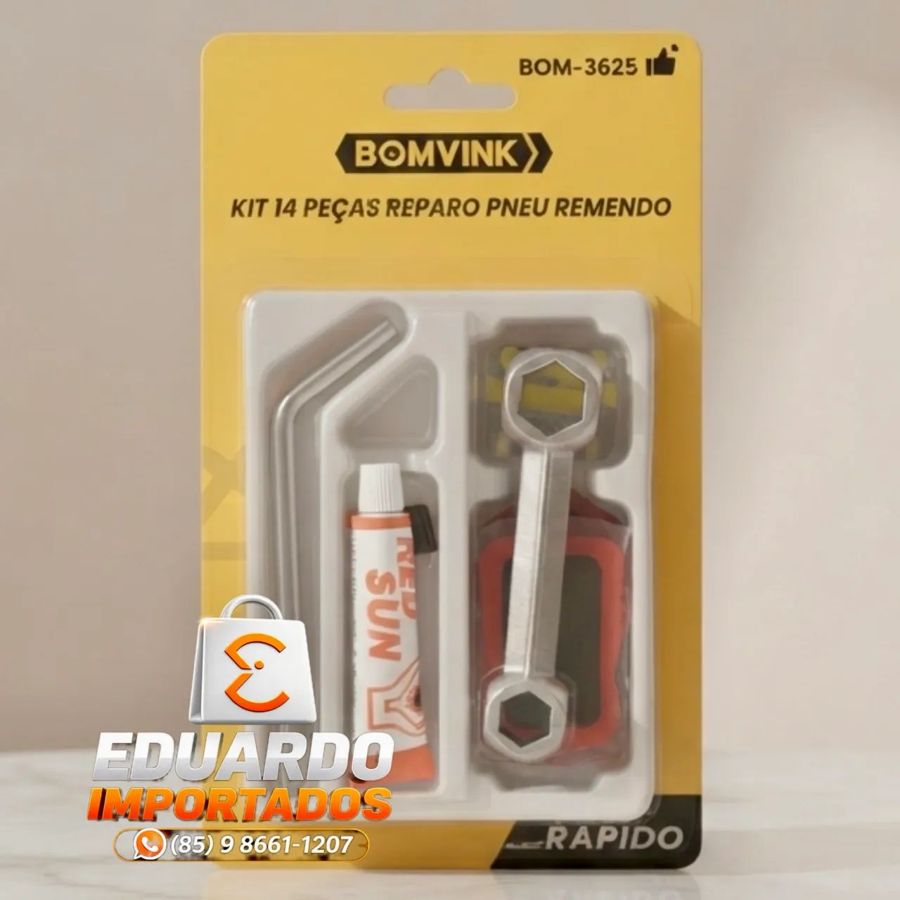 Reparo de Pneu, Remendo para Bicicleta Kit com 14 Peças